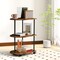 Rustic Brown 3-Tier Corner Shelf with Wheels, Rolling Side Table for Small Spaces